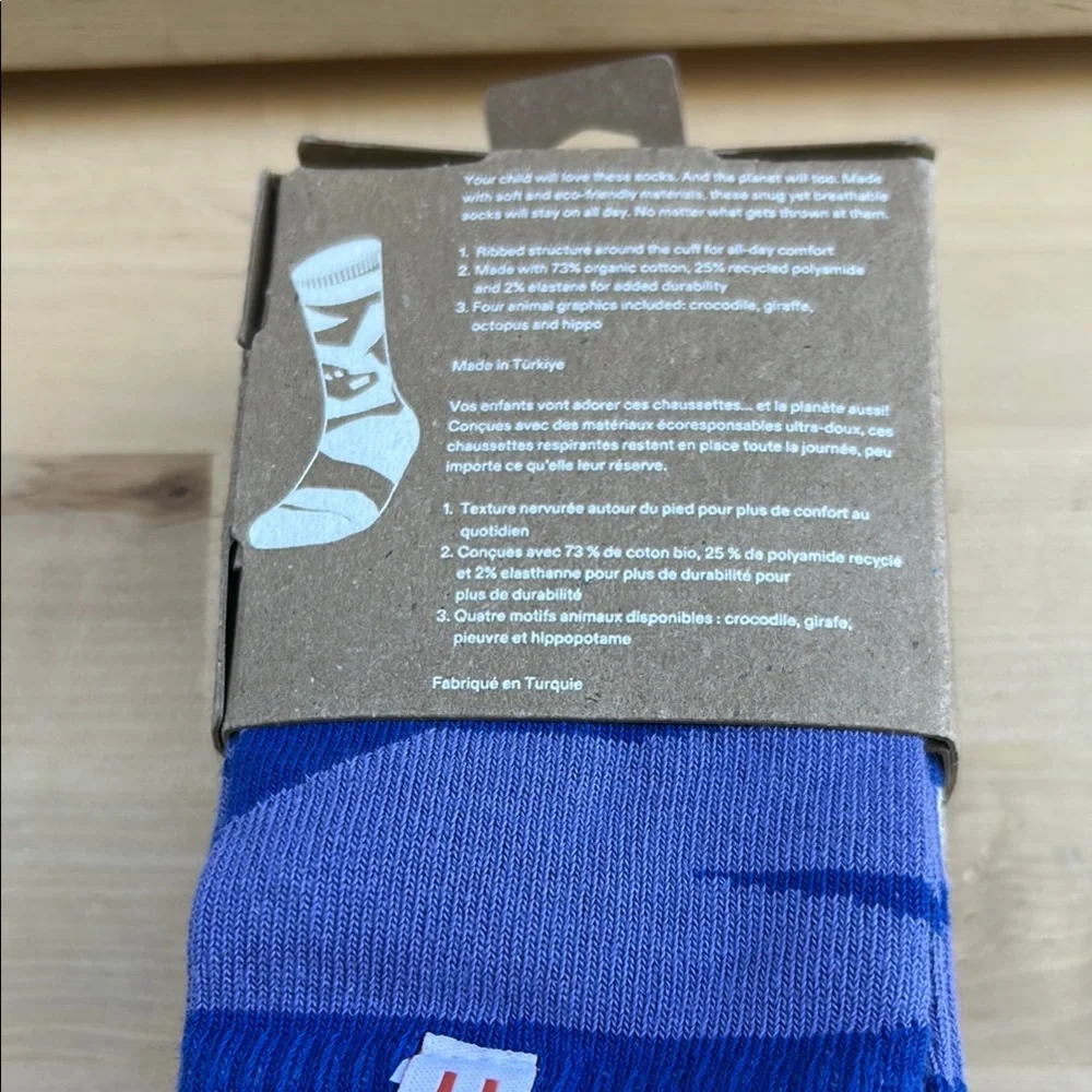 On Running Kids Sock 4-Pack Blueberry Flame Organic Cotton Size M US 13-3 NEW